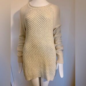 Rebecca Taylor Block Stitch Pullover Cream Combo Sweater Dress Small